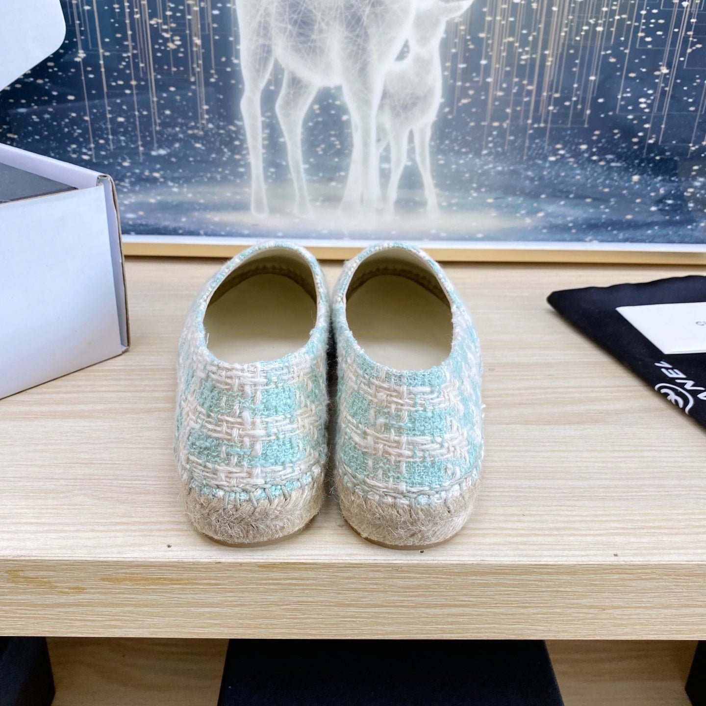 CC ESPADRILLES PLATFORM IN PASTEL BLUE TWEED - 34