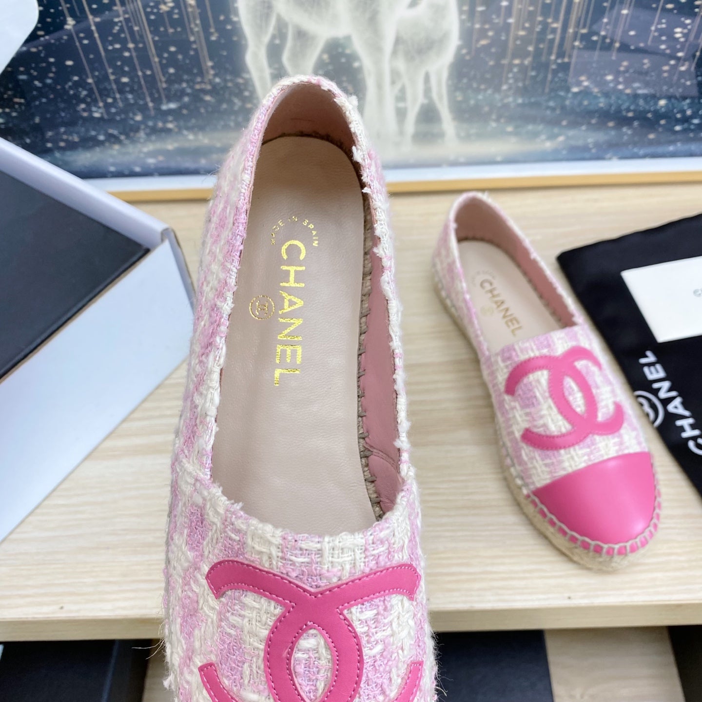CC ESPADRILLES PLATFORM IN PINK TWEED - 34