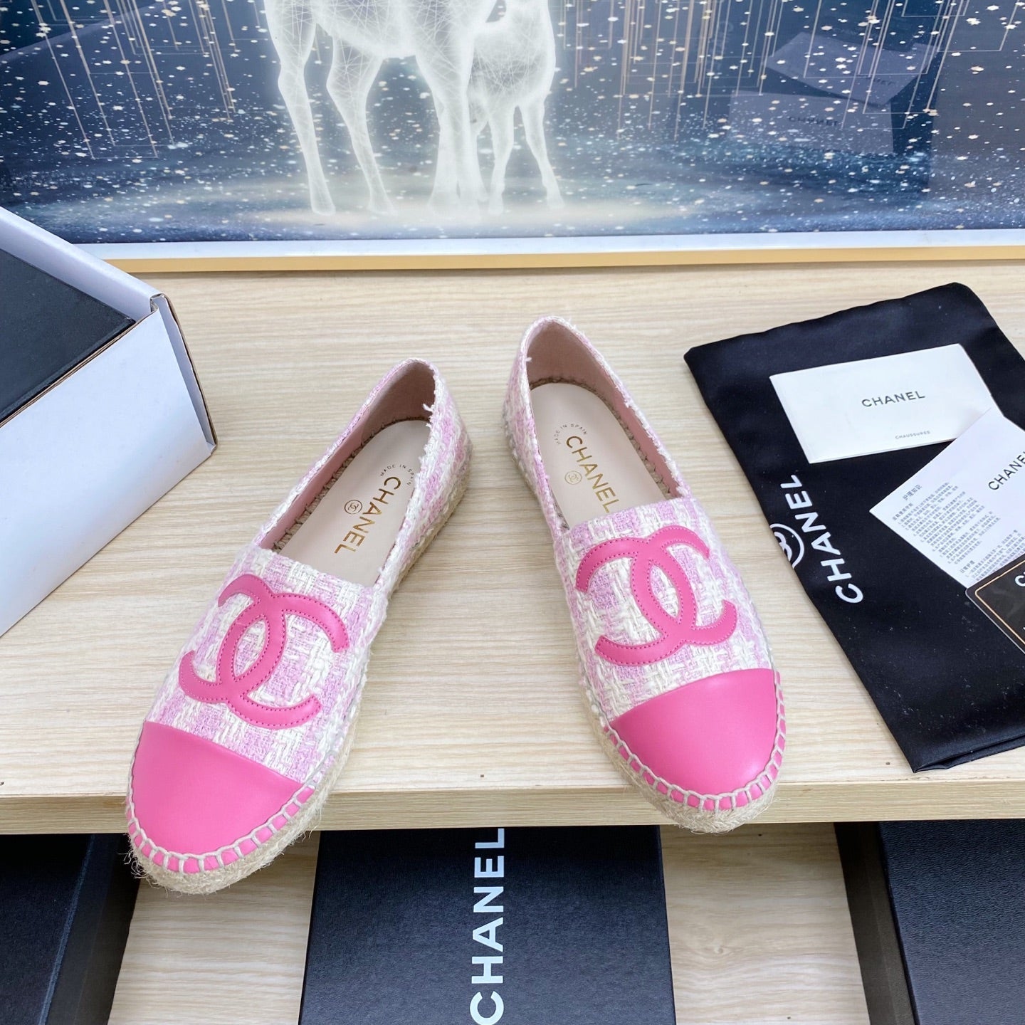 CC ESPADRILLES PLATFORM IN PINK TWEED - 34
