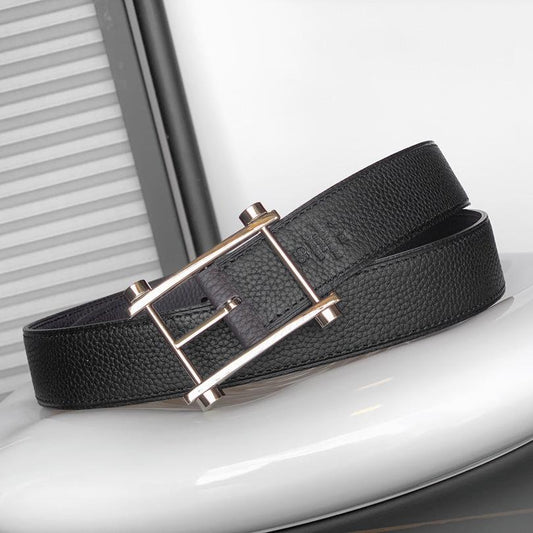 HM REVERSIBLE BLACK AND CHOCOLATE BROWN LEATHER STRAP 32 MM COPPER HARDWARE - 30