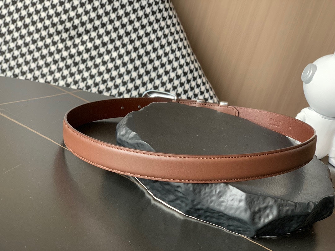 BELT 25MM MEDIUM WESTERN IN DARK BROWN CALFSKIN SILVER BUCKLE - 30