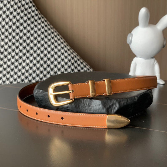 Medium Western Belt 25mm In Brown Calfskin Ghw - 30