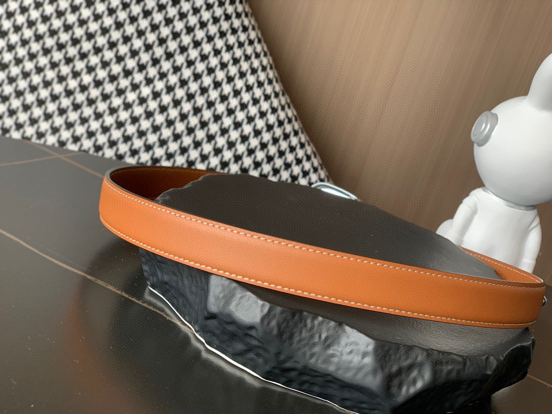 BELT 25MM MEDIUM WESTERN IN BROWN CALFSKIN SILVER BUCKLE - 30