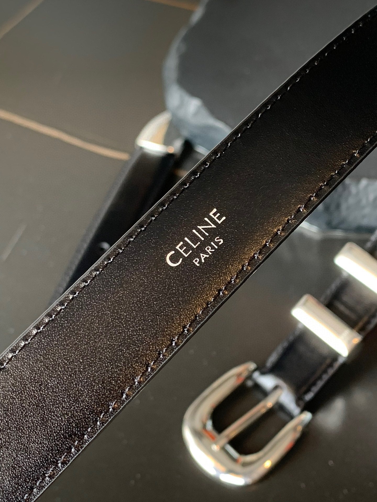BELT 25MM MEDIUM WESTERN IN BLACK CALFSKIN WITH SILVER BUCKLE - 30