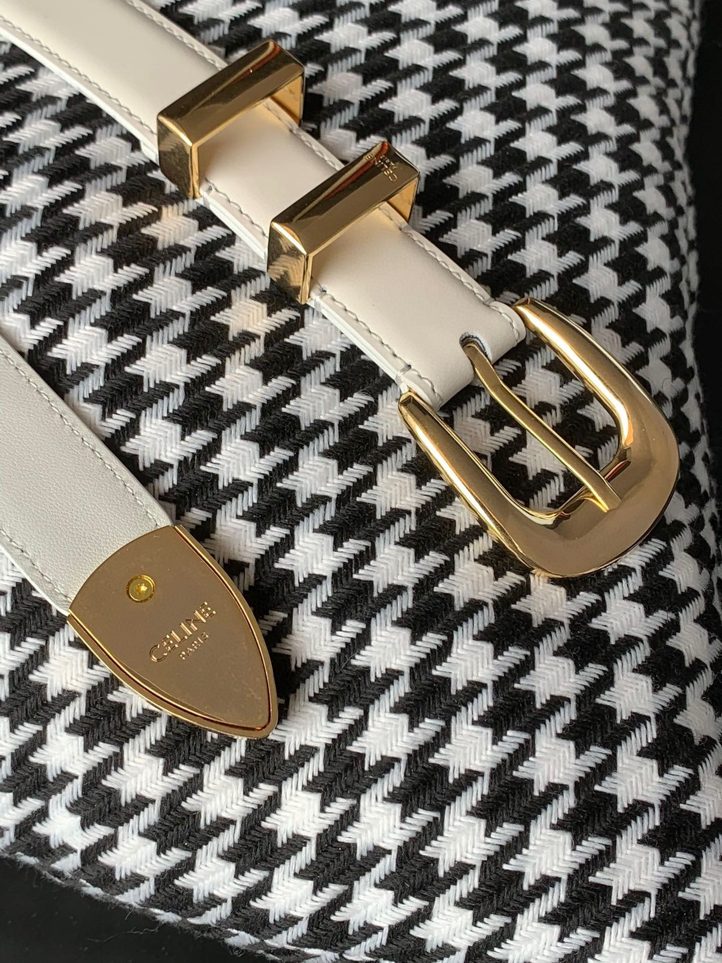 BELT 25MM MEDIUM WESTERN IN IVORY CALFSKIN GOLD BUCKLE - 30