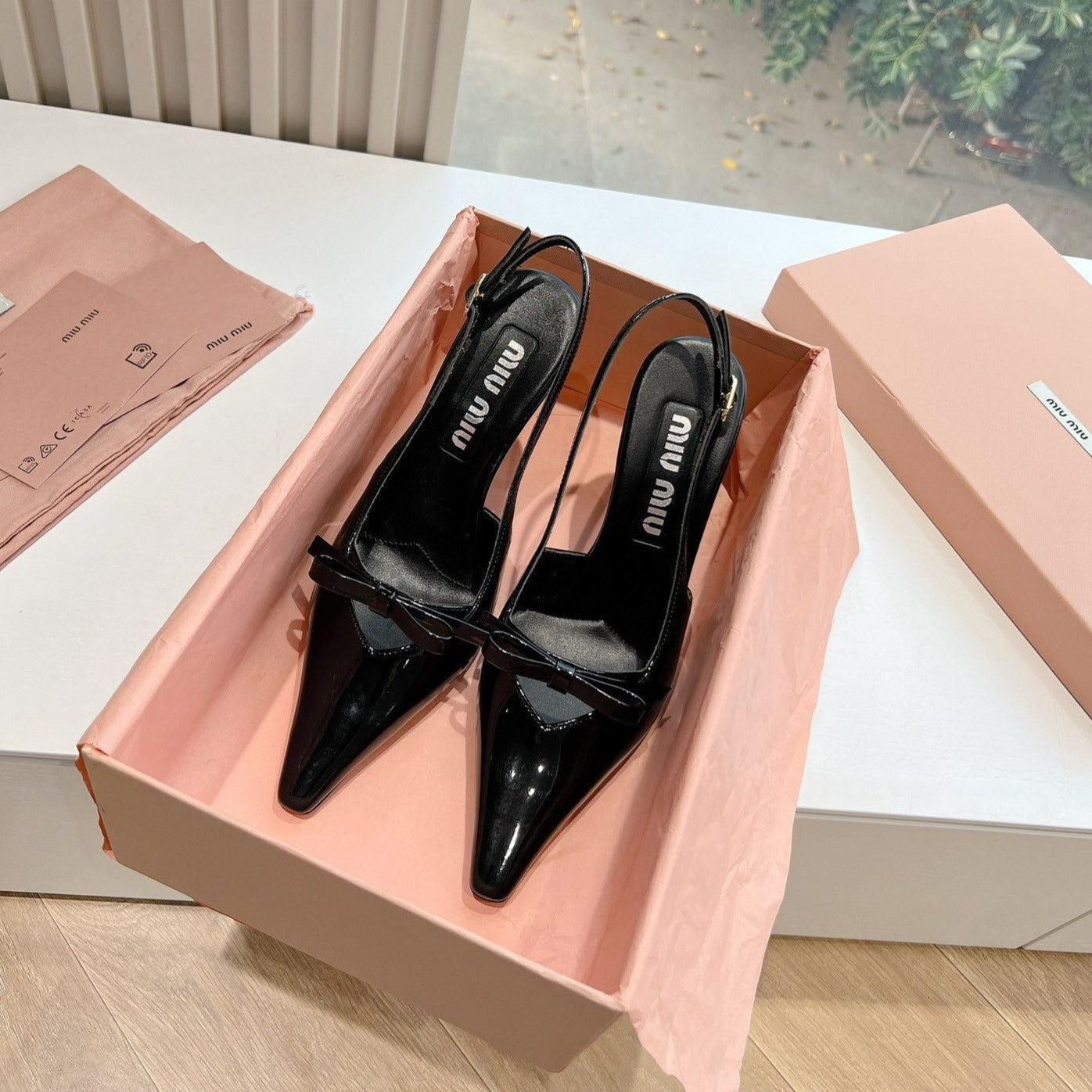 Slingback Black Imported Patent Leather - 35