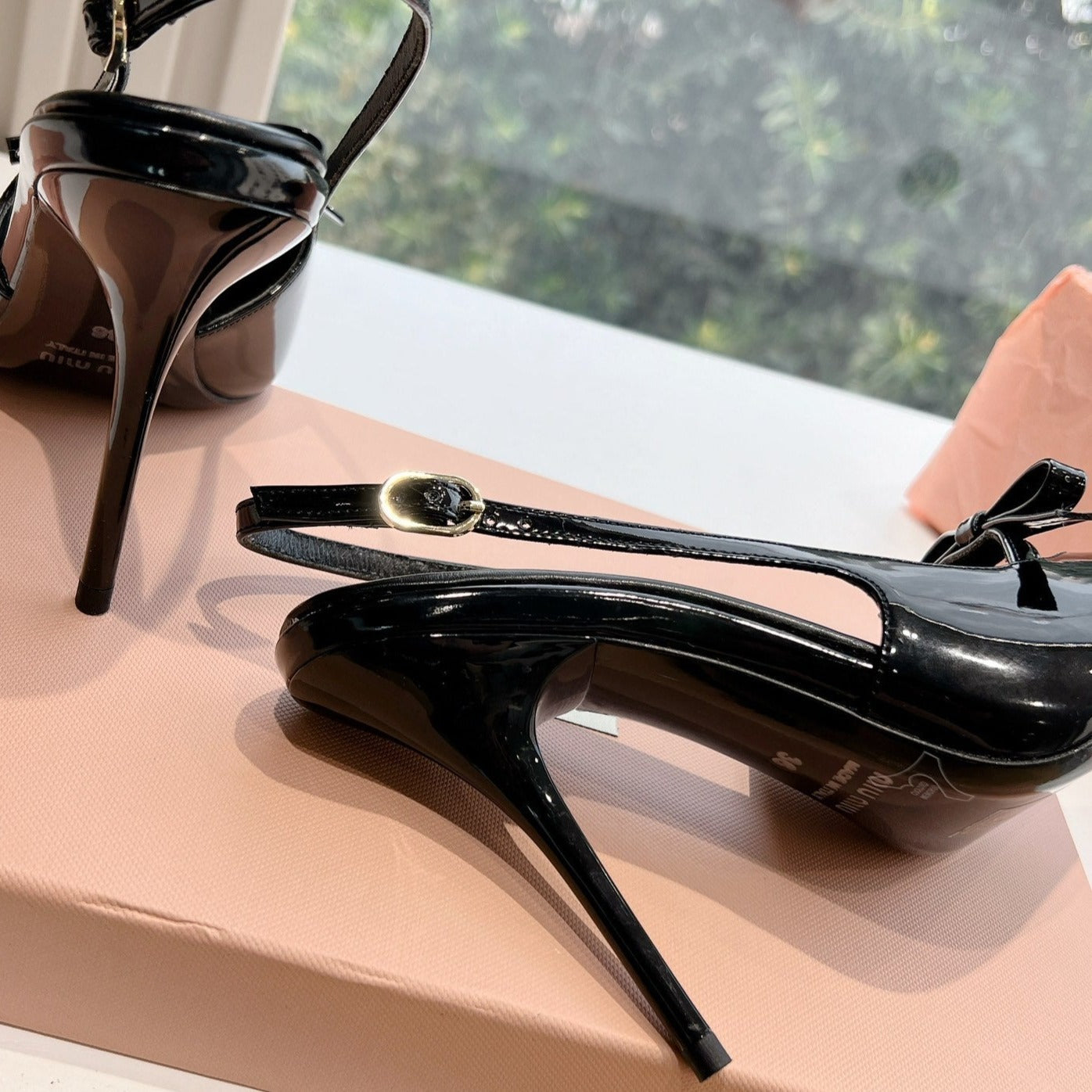Slingback Black Imported Patent Leather - 35