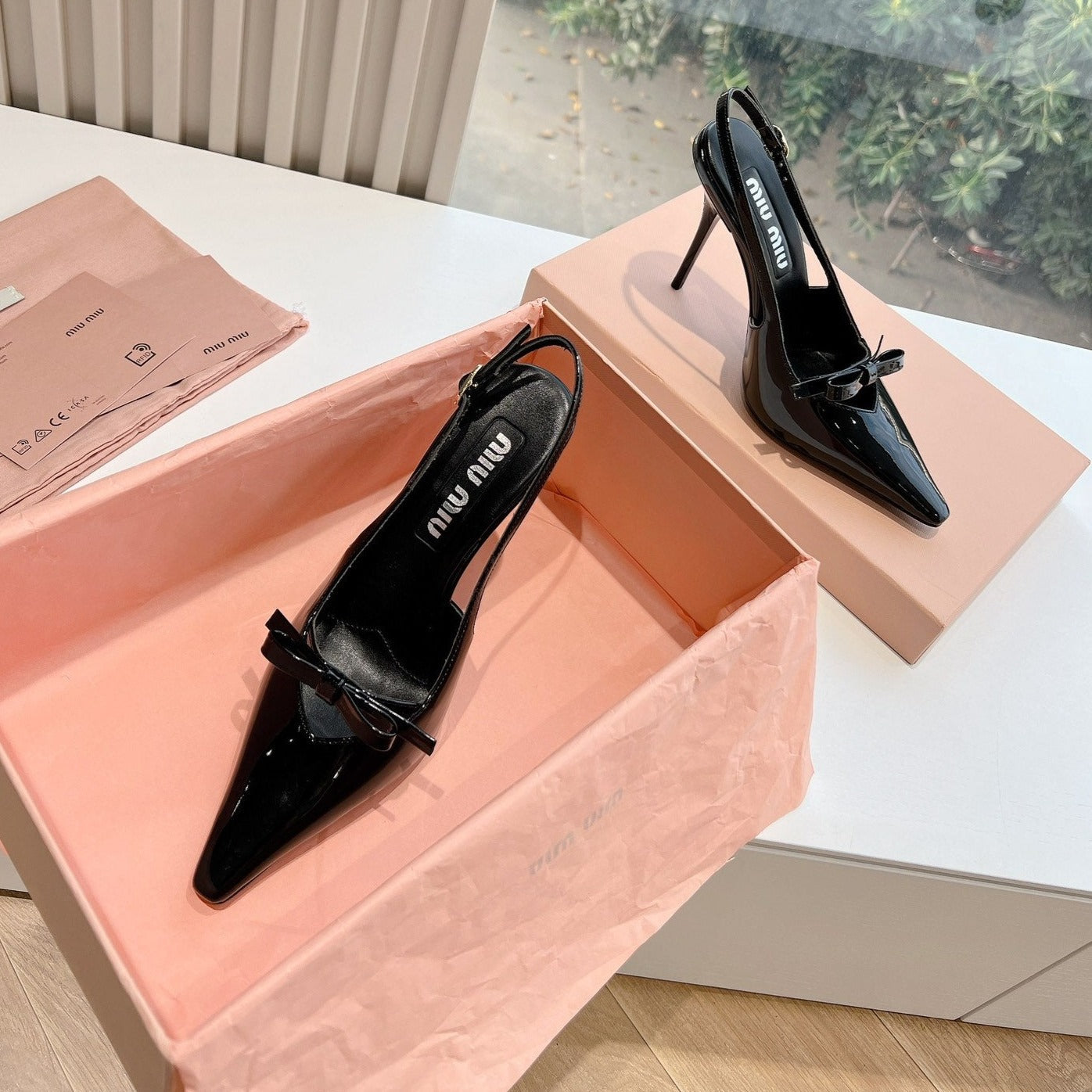 Slingback Black Imported Patent Leather - 35