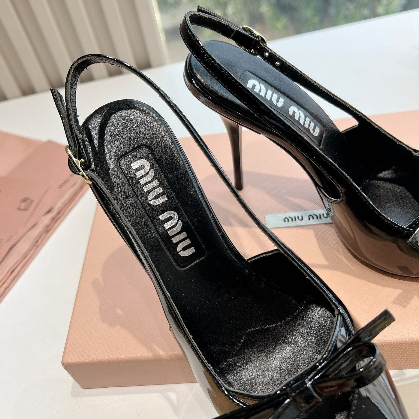 Slingback Black Imported Patent Leather - 35