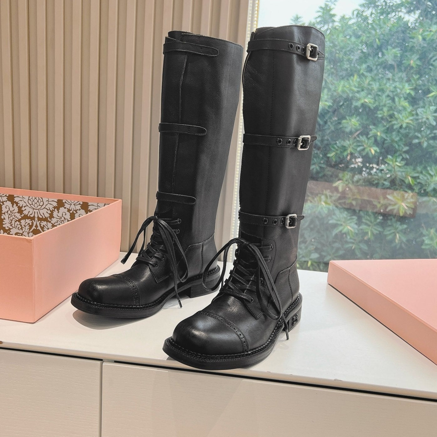 Army Boots Black Color Cowhide - 35