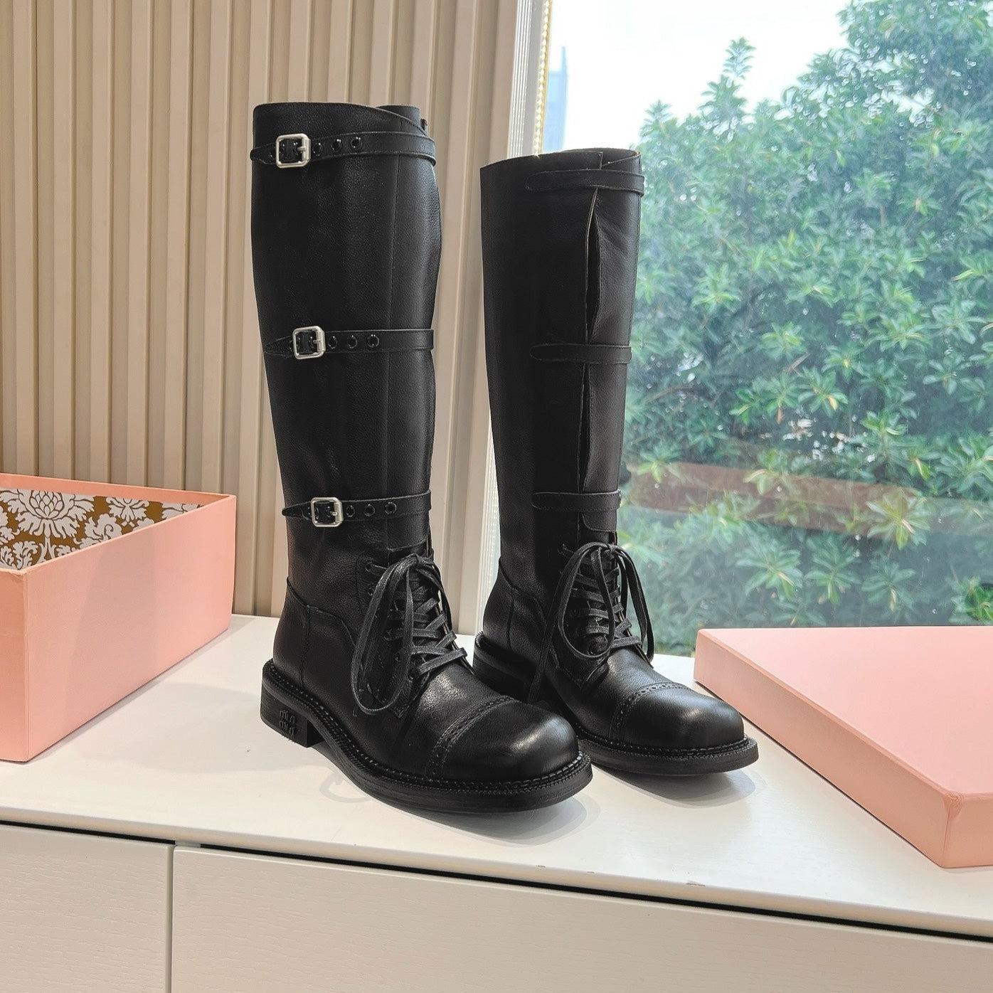 Army Boots Black Color Cowhide - 35