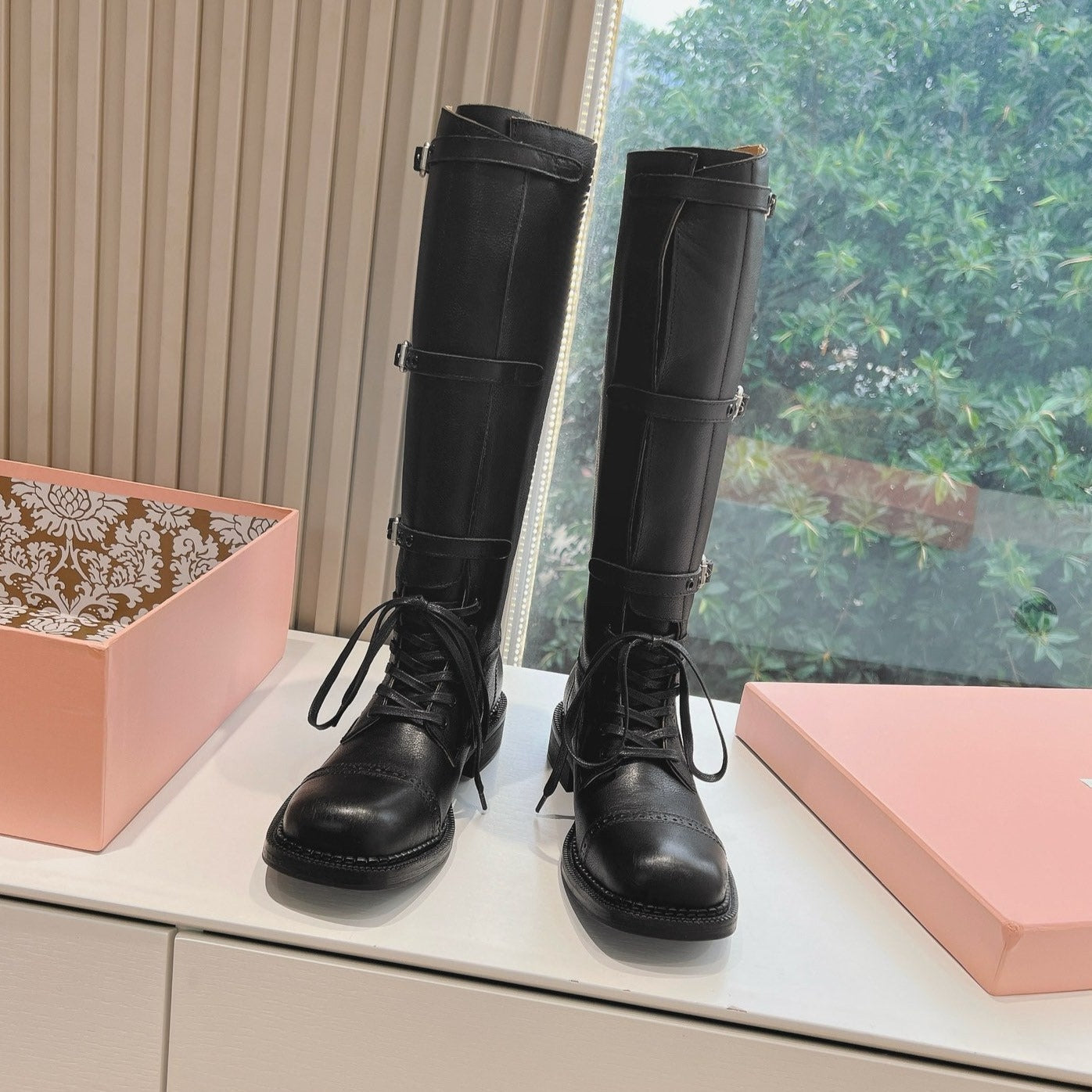 Army Boots Black Color Cowhide - 35