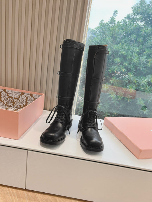 Army Boots Black Color Cowhide - 35