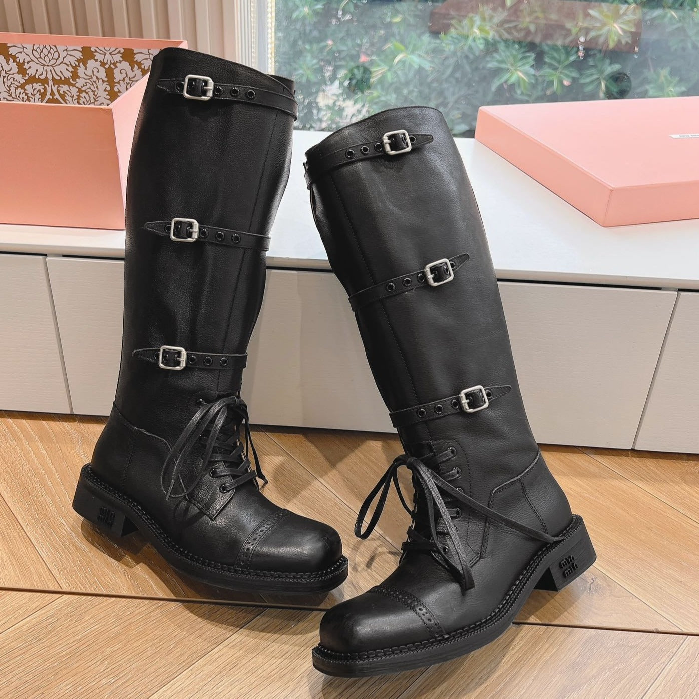 Army Boots Black Color Cowhide - 35