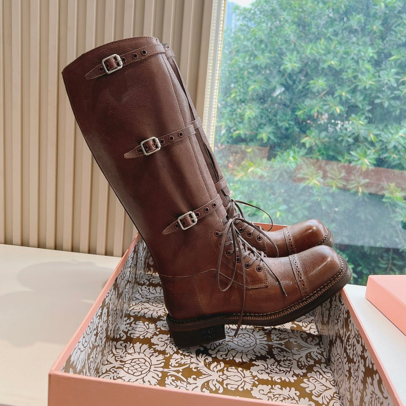 Army Boots Caramel Color Cowhide - 35