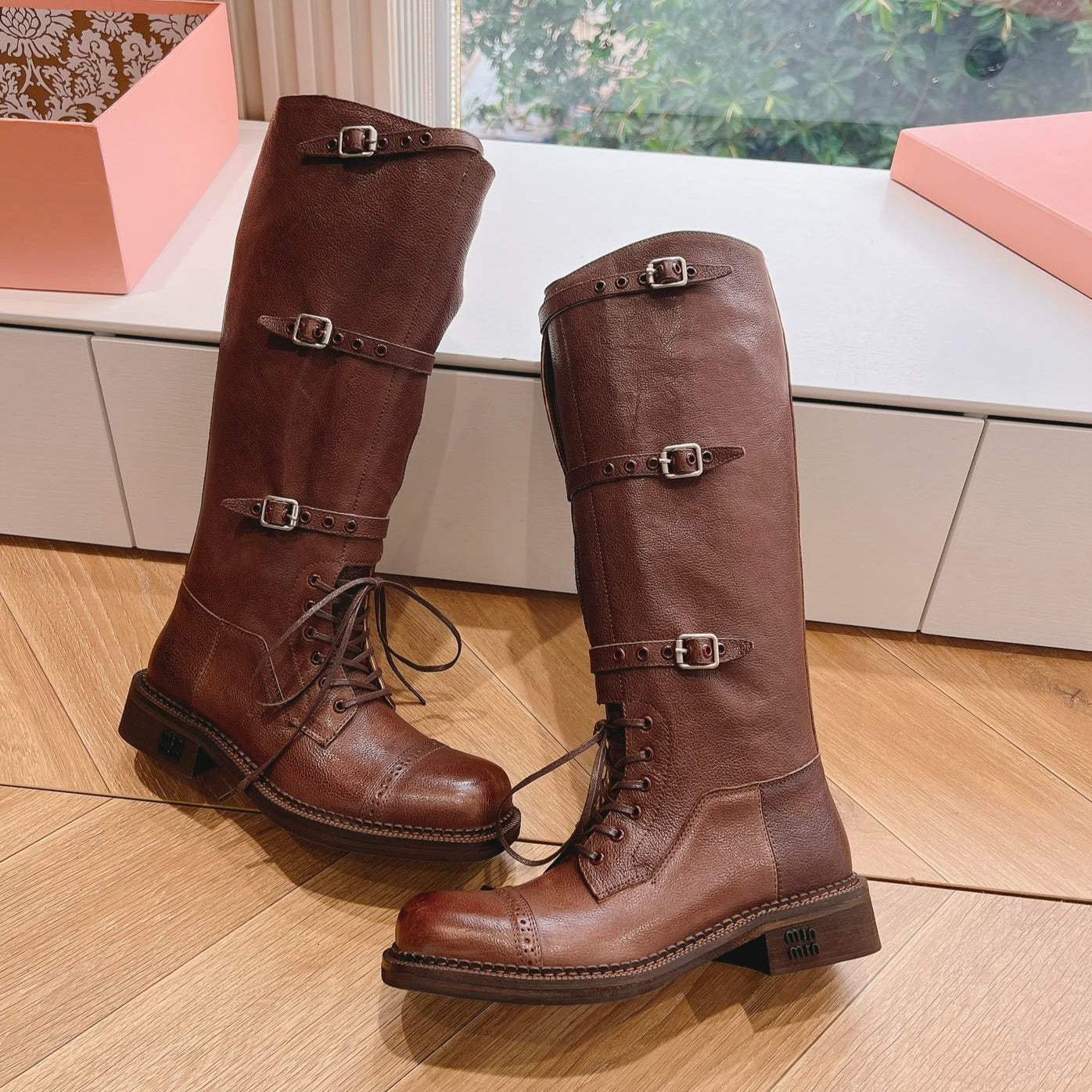 Army Boots Caramel Color Cowhide - 35