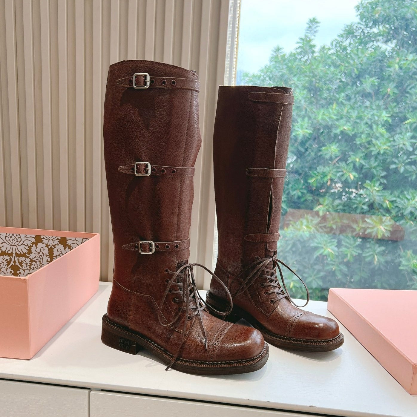 Army Boots Caramel Color Cowhide - 35