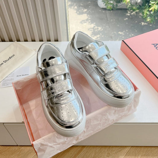 ACNE STUDIO SNEAKER IN SILVER LAMBSKIN - 35
