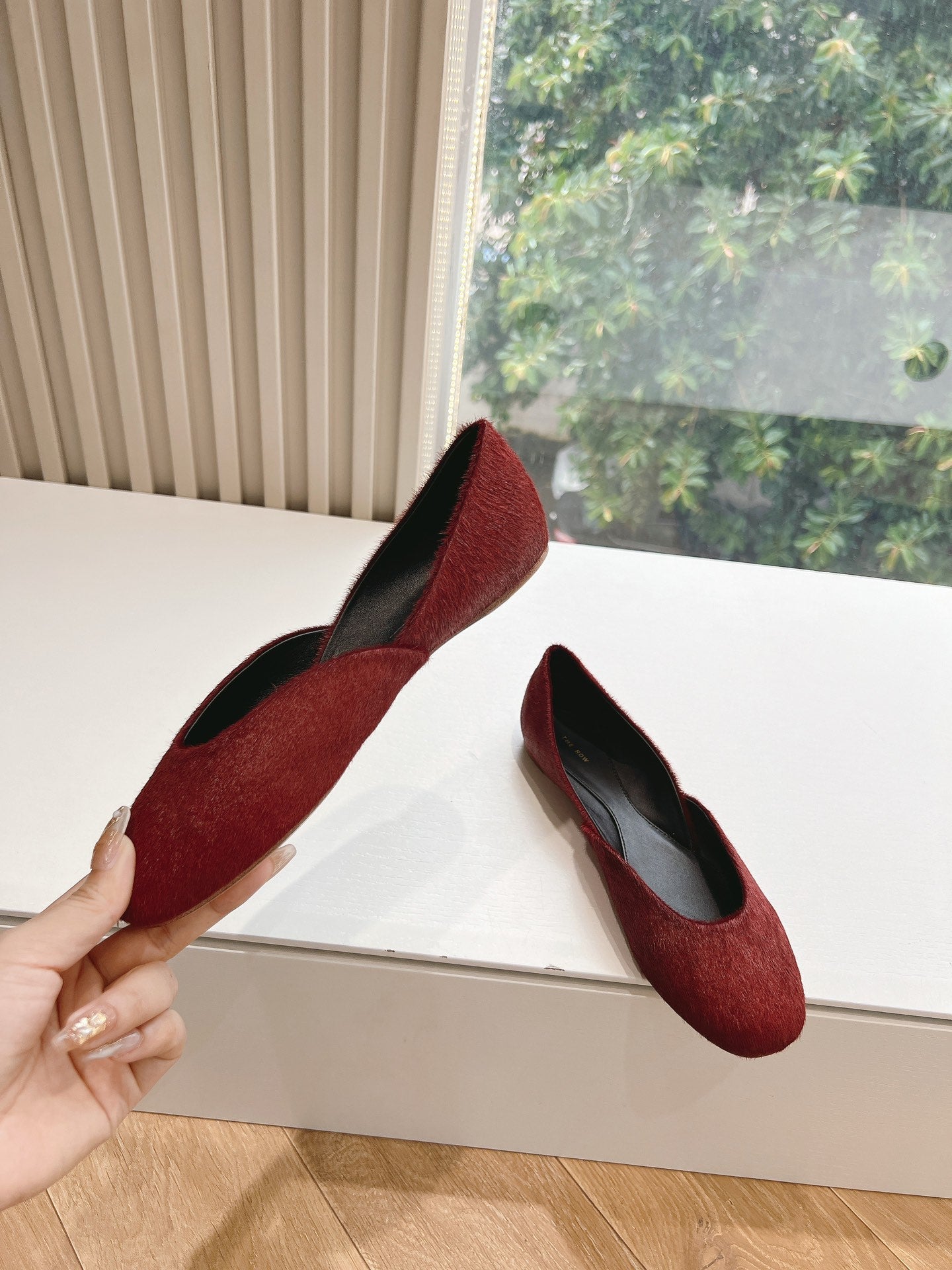 SL GEMMA BALLET FLAT GARNET FUR - 35