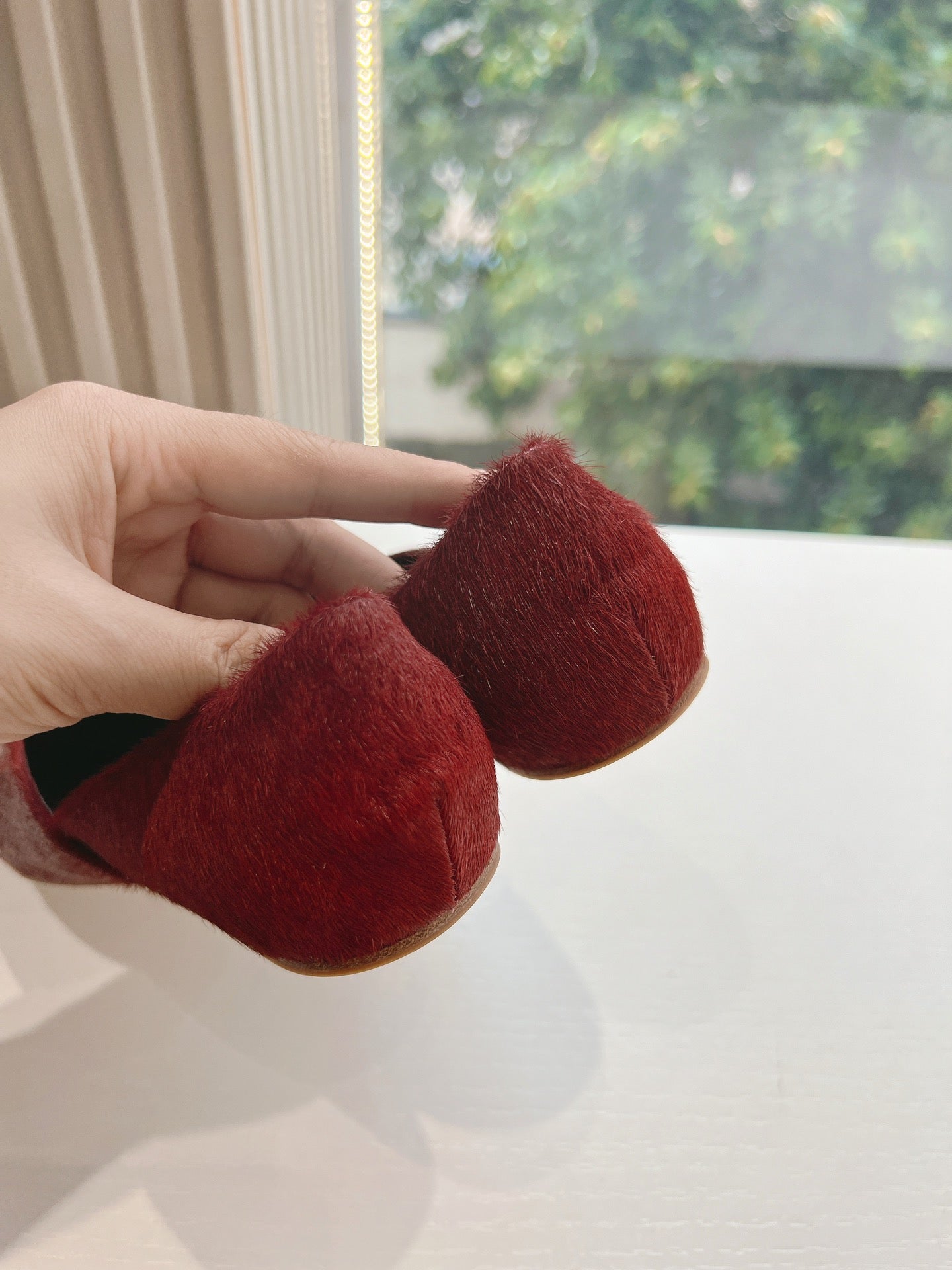 SL GEMMA BALLET FLAT GARNET FUR - 35