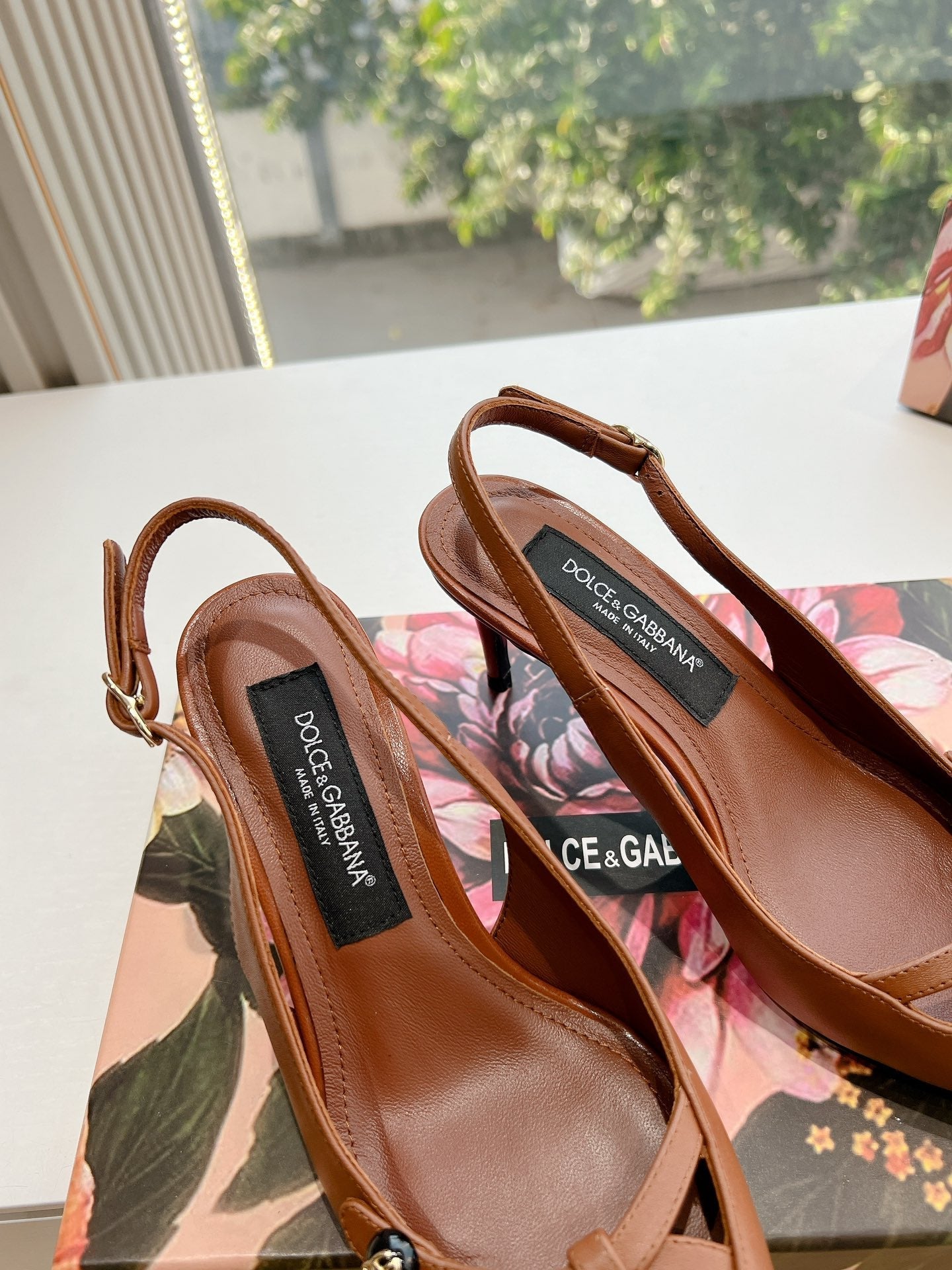DG 70MM FOOTWEAR – BLUSH IN BROWN CALFSKIN SLINGBACK - 35