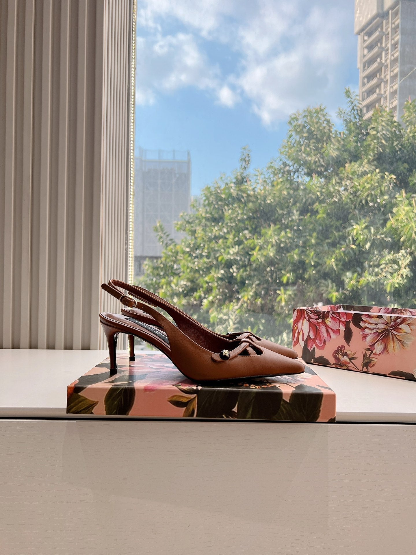 DG 70MM FOOTWEAR – BLUSH IN BROWN CALFSKIN SLINGBACK - 35