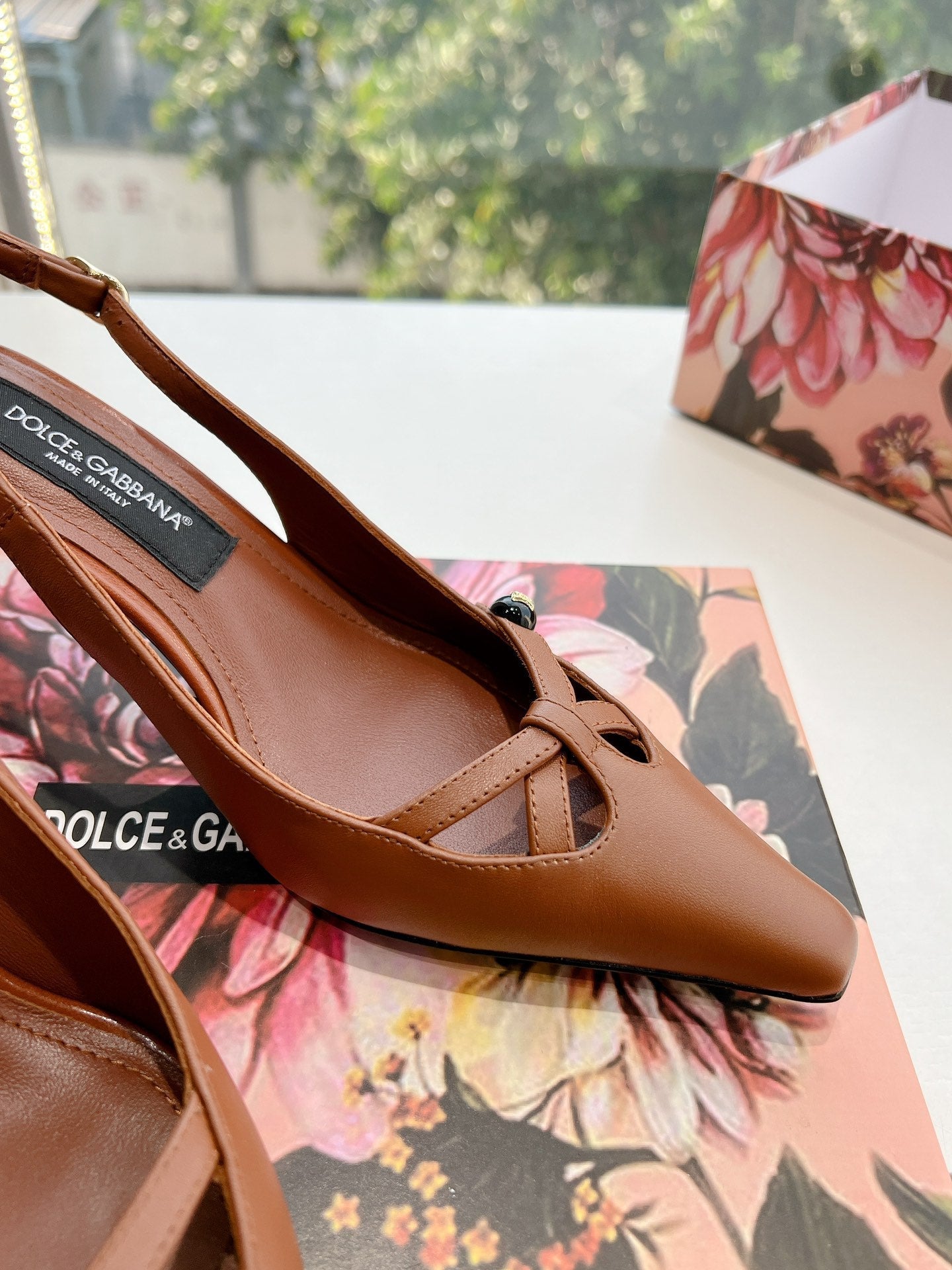 DG 70MM FOOTWEAR – BLUSH IN BROWN CALFSKIN SLINGBACK - 35