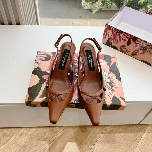 DG 70MM FOOTWEAR – BLUSH IN BROWN CALFSKIN SLINGBACK - 35