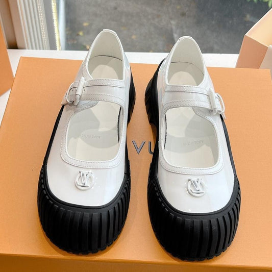 RUBY FLAT MARY JANE IN WHITE PATENT CALFSKIN - 35