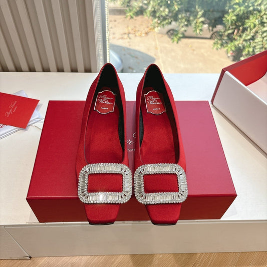 BELLE VIVIER BALLERINAS IN RED SILK - 34