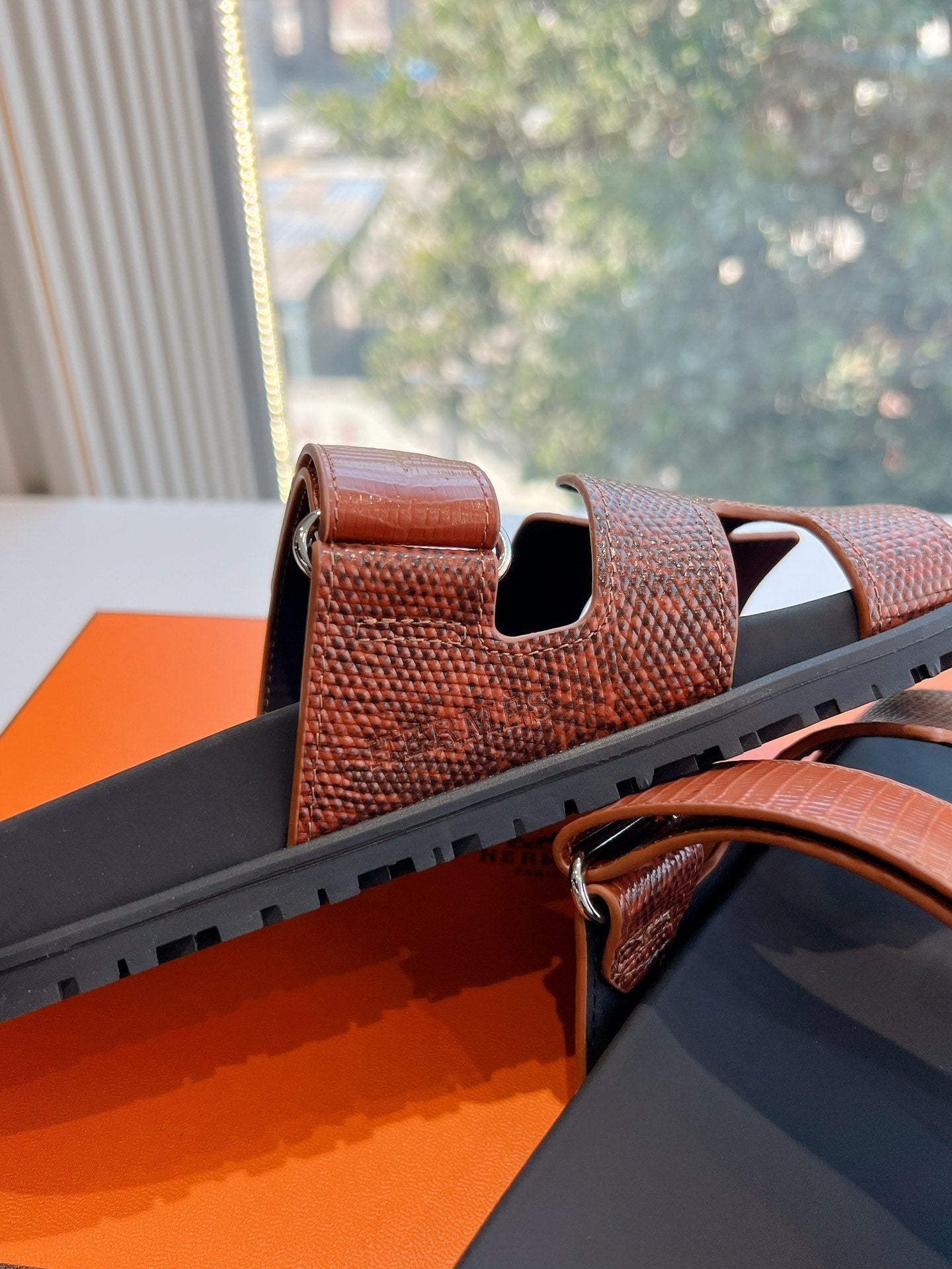 CHYPRE SANDAL IN PECAN BROWN LIZARD SKIN - 35
