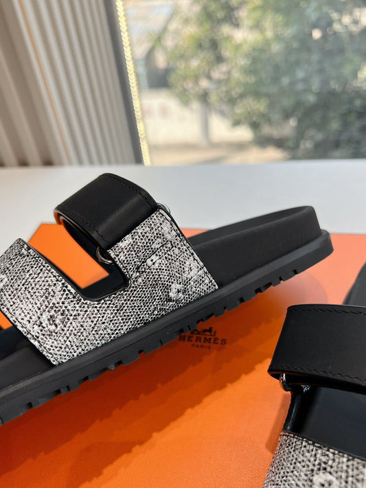 CHYPRE SANDAL ЧОРНИЙ З БІЛОЮ ШКІРОЮ ЯЩІРКИ - 35