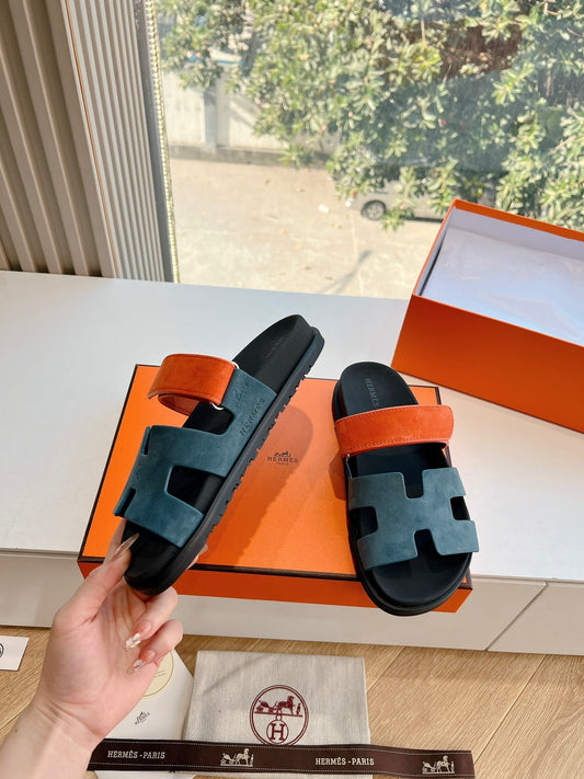 CHYPRE SANDAL В БІРЮЗОВО-ЗЕЛЕНОМУ КОЛЬОРІ З ПОМАРАНЧЕВО-ВОГНЯНОЮ ЗАМШЕЮ - 35