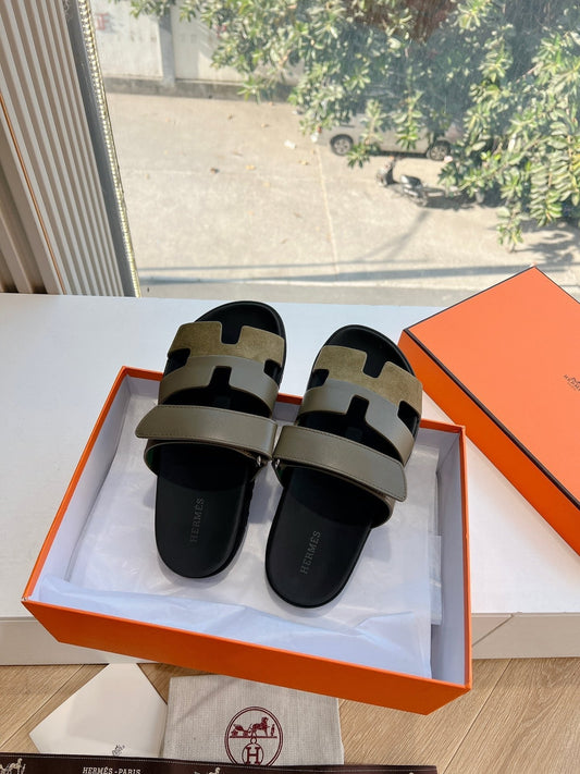 CHYPRE SANDAL З ЗАМШІ ТА ТЕЛЯЧОЇ ШКІРИ КОЛЬОРУ ХАКІ - 35