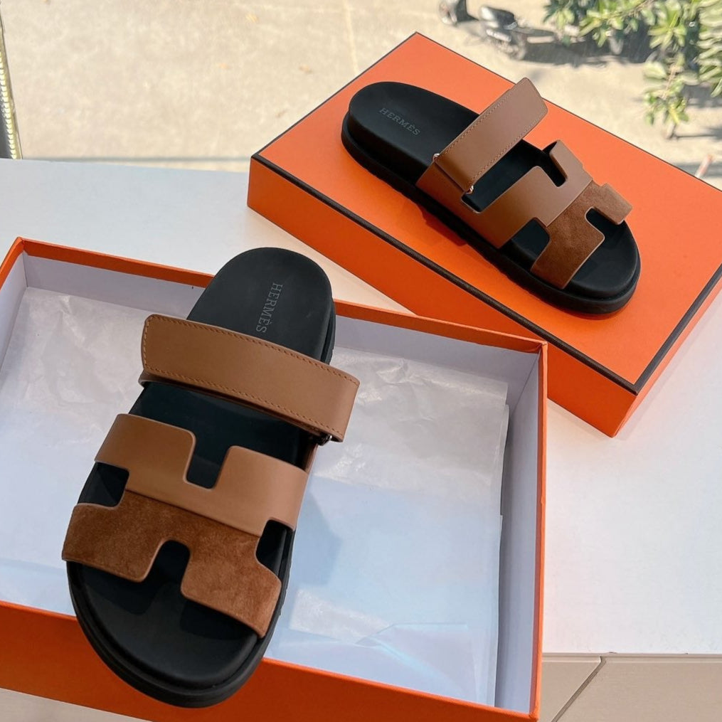 CHYPRE SANDAL IN BRONZE BROWN SUEDE AND CALFSKIN - 35