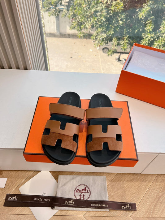 CHYPRE SANDAL З ЗАМШІ ТА ТЕЛЯЧОЇ ШКІРИ КОЛЬОРУ БРОНЗОВОГО КОРИЧНЕВОГО - 35