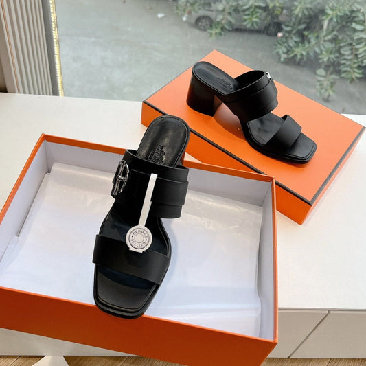 KUTE 60 SANDAL IN BLACK CALFSKIN - 35