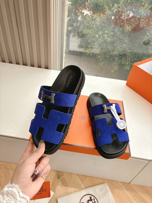 БОСОНІЖКИ CHYPRE SANDAL З КОБАЛЬТОВОЇ СИНЬОЇ ЗАМШІ - 35