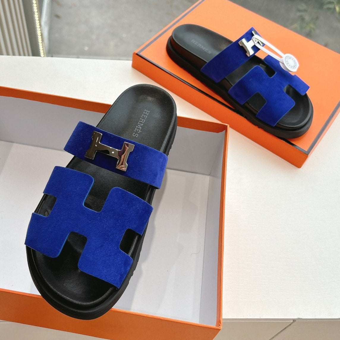 CHYPRE SANDAL IN COBALT BLUE SUEDE - 35