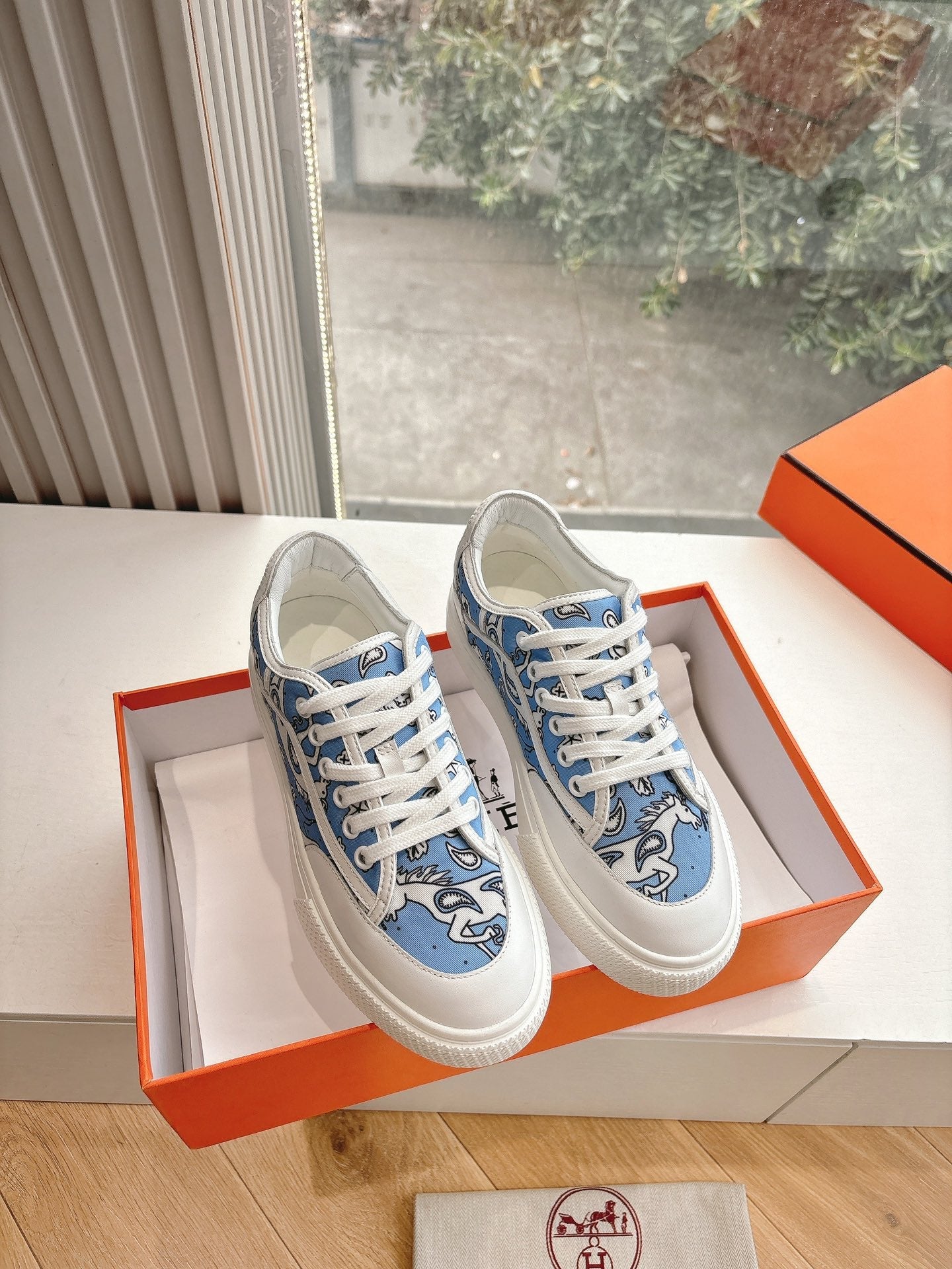 GET SNEAKER IN WHITE MIX CERULEAN BLUE MAXI CANVAS AND CALFSKIN - 35