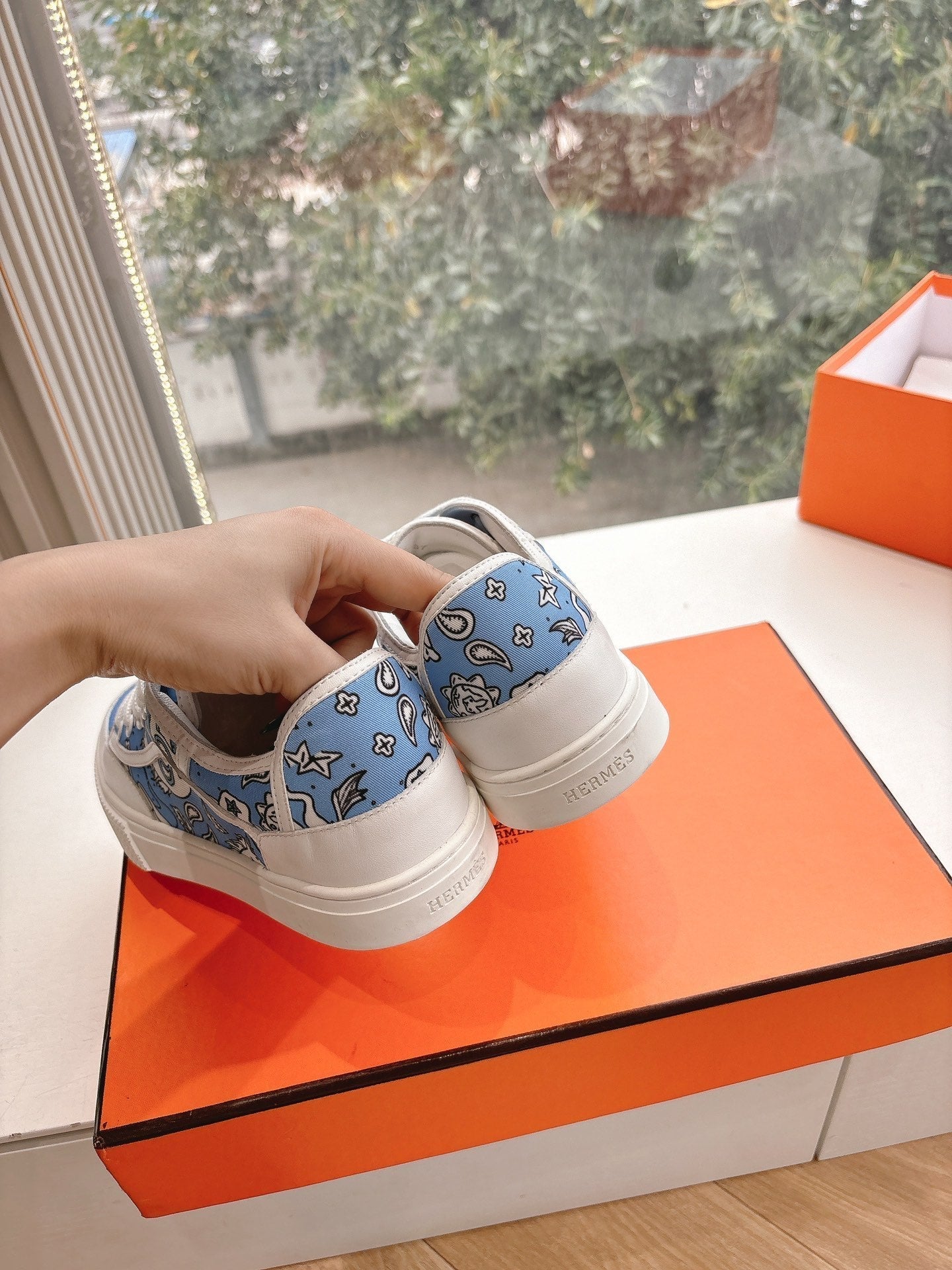 GET SNEAKER IN WHITE MIX CERULEAN BLUE MAXI CANVAS AND CALFSKIN - 35