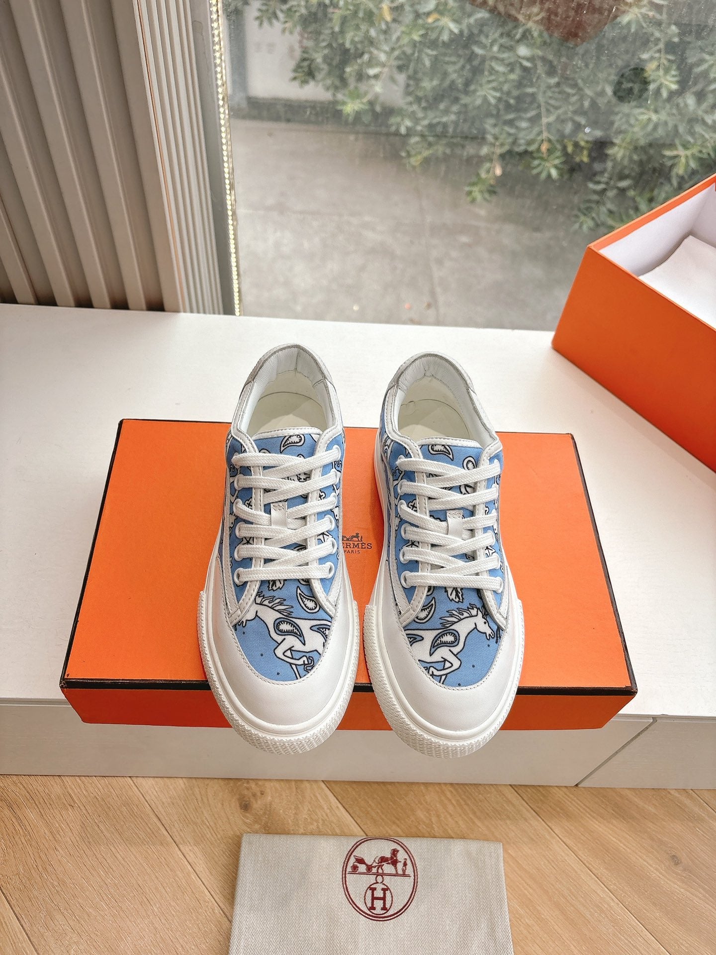 GET SNEAKER IN WHITE MIX CERULEAN BLUE MAXI CANVAS AND CALFSKIN - 35