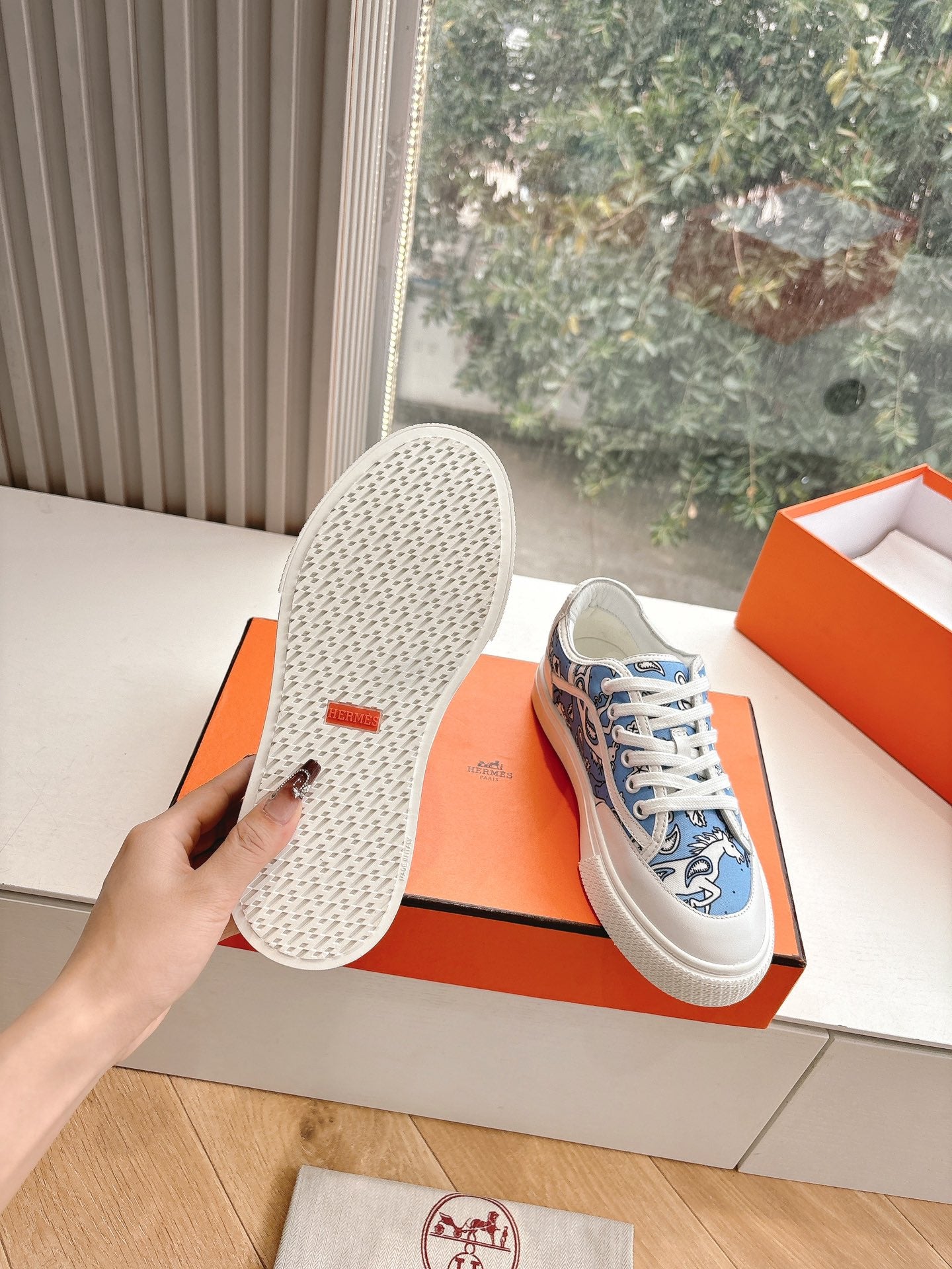 GET SNEAKER IN WHITE MIX CERULEAN BLUE MAXI CANVAS AND CALFSKIN - 35