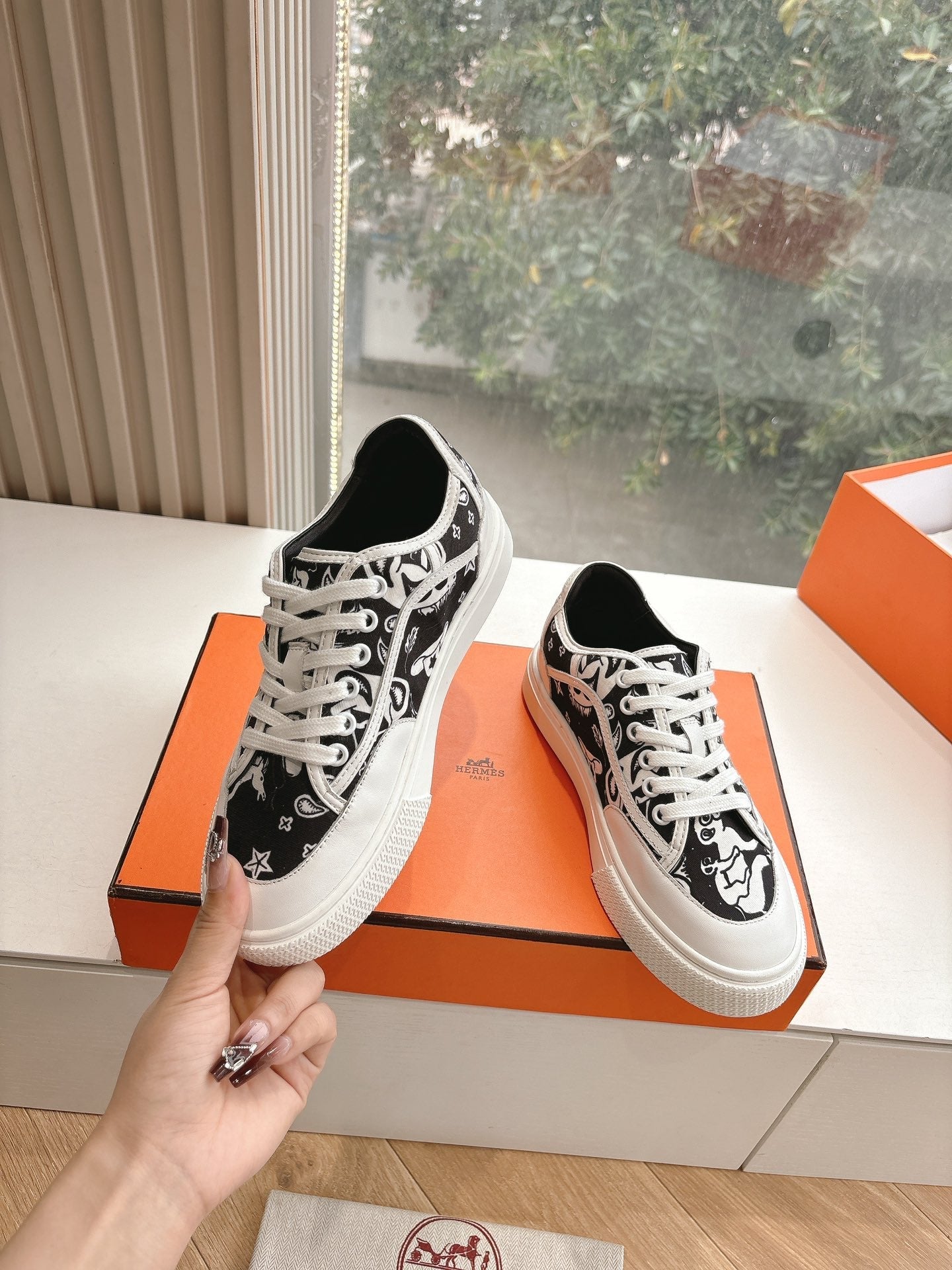 GET SNEAKER IN BLACK MIX WHITE MAXI CANVAS AND CALFSKIN - 35