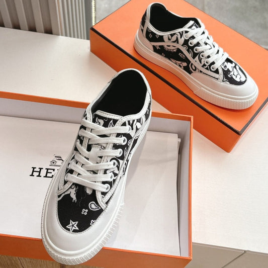 GET SNEAKER IN BLACK MIX WHITE MAXI CANVAS AND CALFSKIN - 35