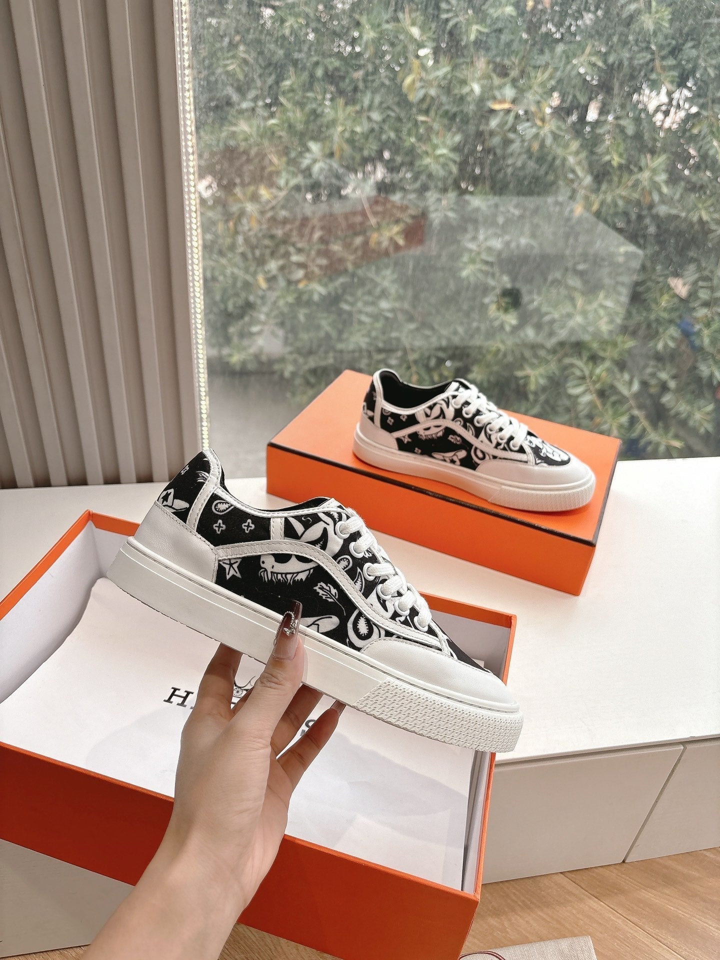 GET SNEAKER IN BLACK MIX WHITE MAXI CANVAS AND CALFSKIN - 35