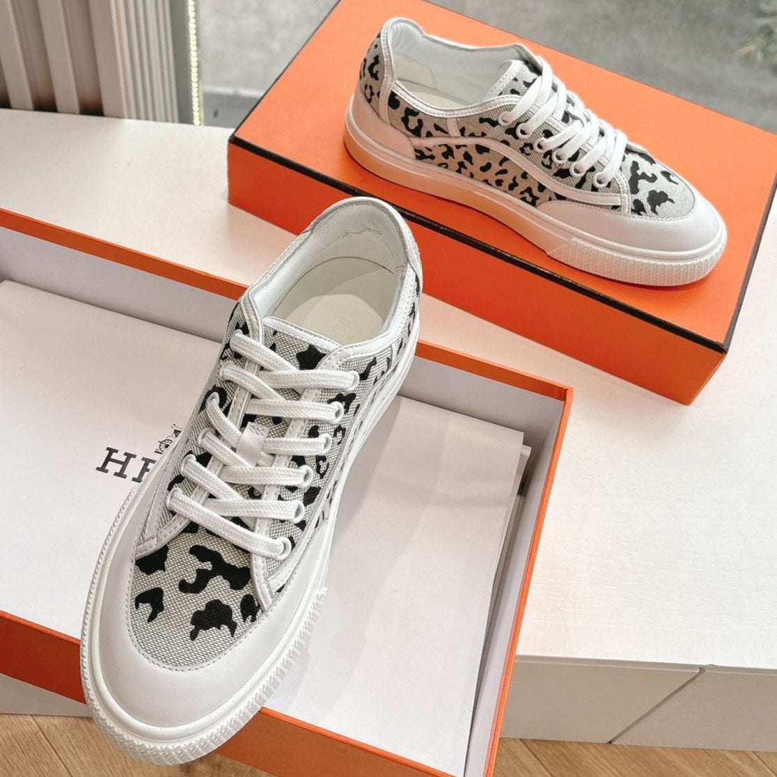 GET SNEAKER IN BLACK MIX PALE GRAY MAXI CANVAS AND CALFSKIN - 35