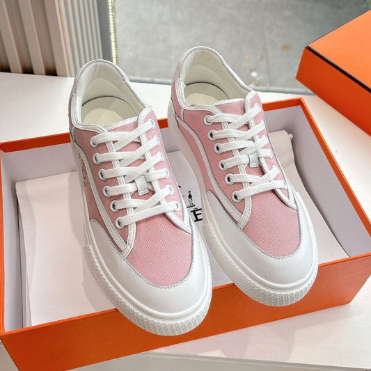 GET SNEAKER IN ROSE PINK MAXI CANVAS AND WHITE CALFSKIN - 35
