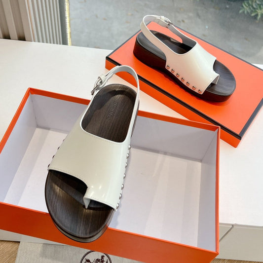 FLAT SANDAL IN WHITE CALFSKIN - 35