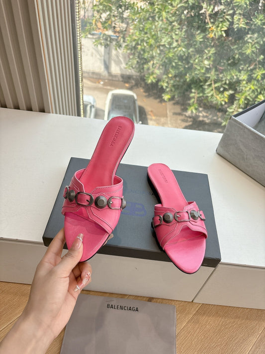 CAGOLE FLAT MULES IN FRENCH PINK CALFSKIN - 34